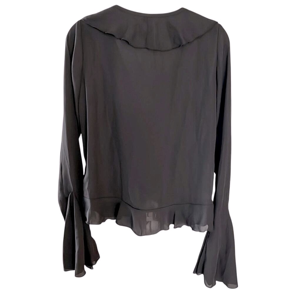 Commense Black Sheer Ruffle Front Blouse - Picture 6 of 8